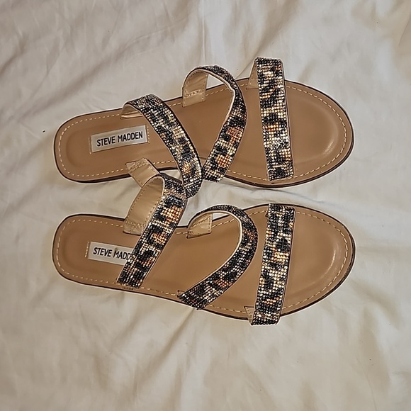 Steve Madden Bling Leopard Print Sandels Size 8.5 - Picture 2 of 5
